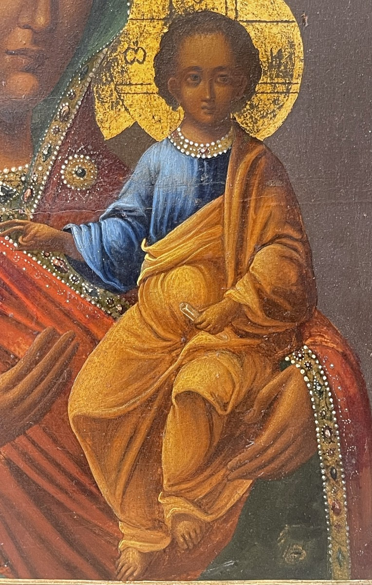 Icône de la Vierge de Smolensk, Russie 19e Siècle / Marie Mère de Dieu-photo-4