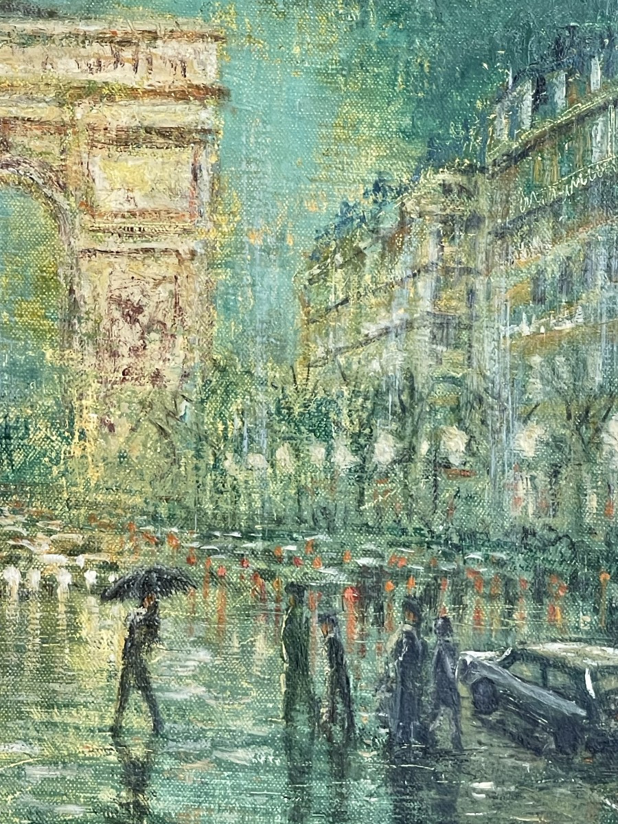 Paris, Les Champs Elysées et l'Arc de Triomphe, HST Albert Pilot (1922-2002) -photo-4