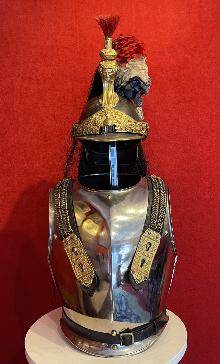 Ensemble Casque et Cuirasse Officier Cuirassier, Daté 1893, Fabrication de luxe / Cavalerie WW1-photo-2