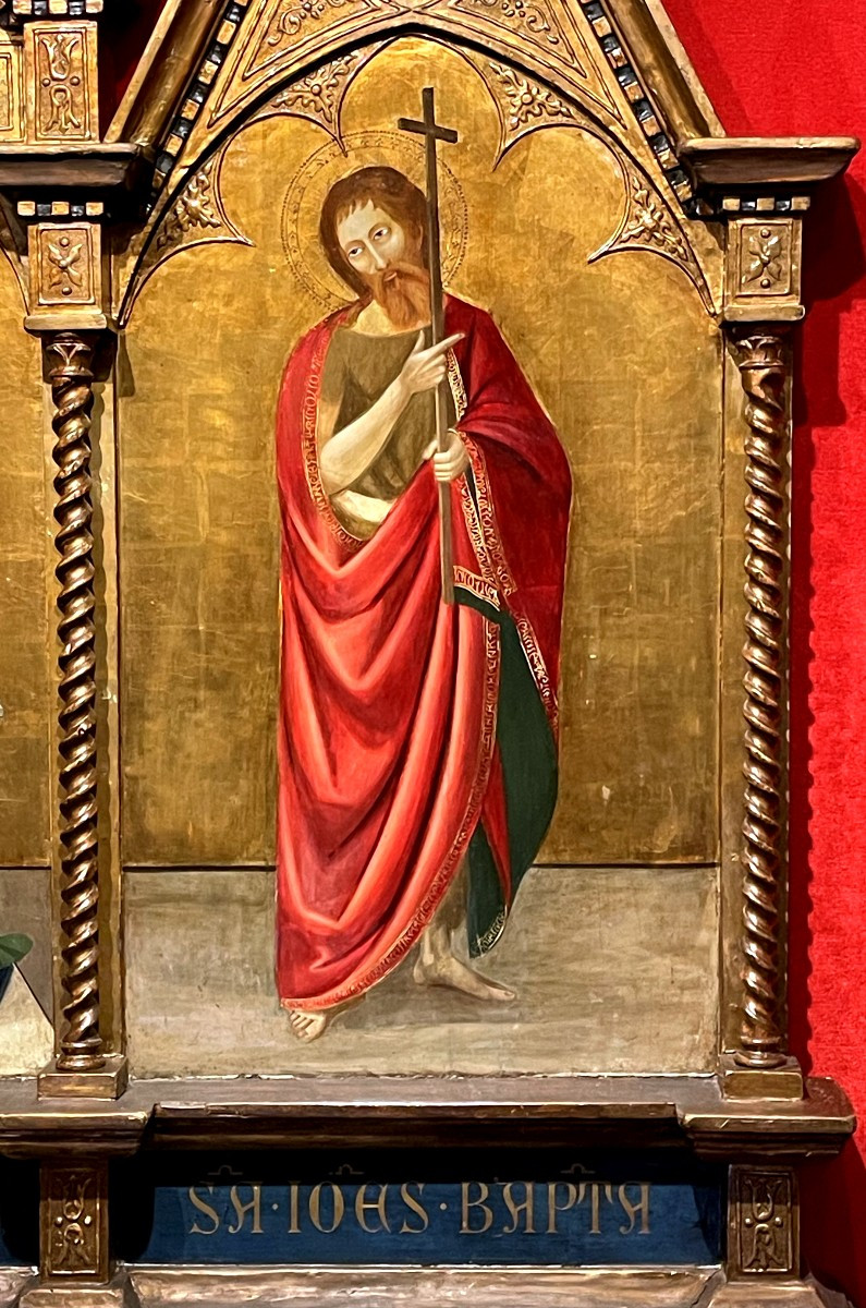 Retable Monumental Marie, Jésus, Jean et Pierre, Florence XIX, Triptyque Quattrocento Angelico-photo-3