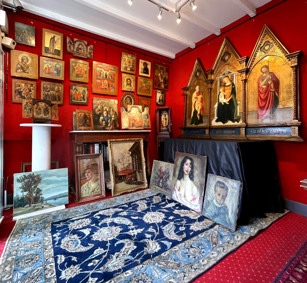 Retable Monumental de Marie et du Christ, Italie Florence XIX, Triptyque Quattrocento Angelico-photo-7