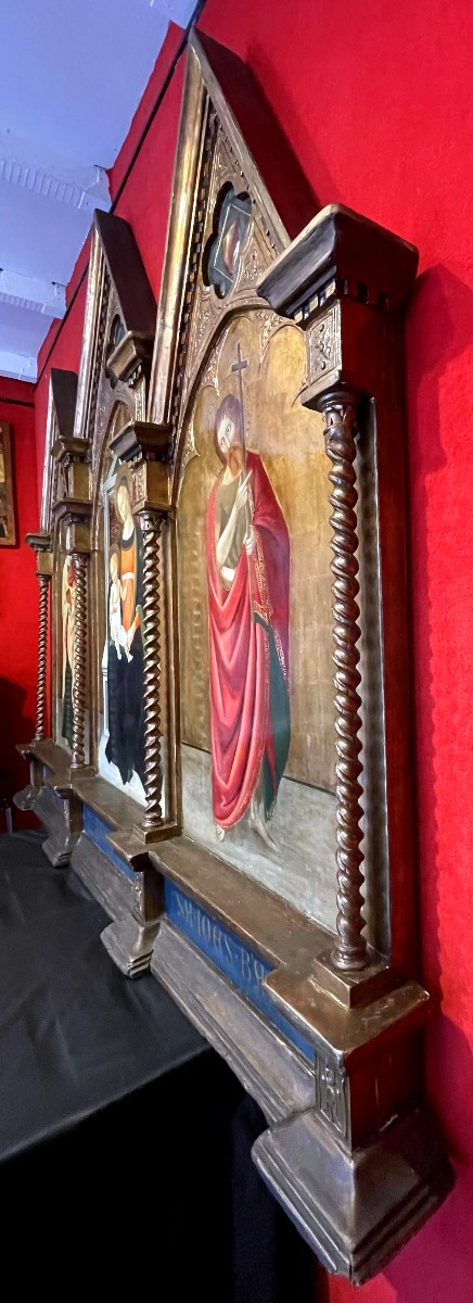 Retable Monumental Marie et Christ, Italie Florence 18e, Quattrocento Angelico Triptyque Icône-photo-8