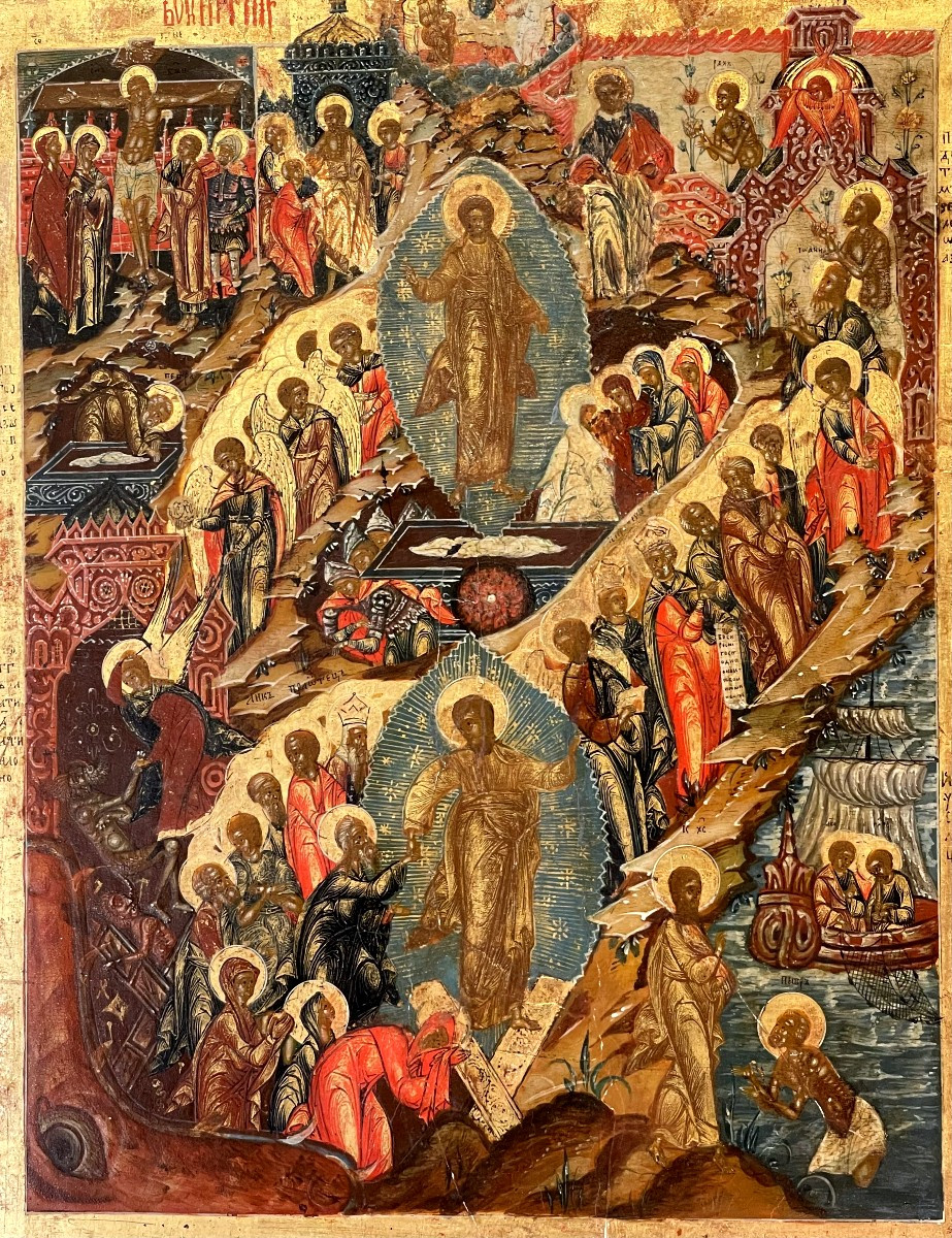 Importante Icône des Grandes Fêtes Orthodoxes, Russie 18e, Ecole de Palekh-photo-2