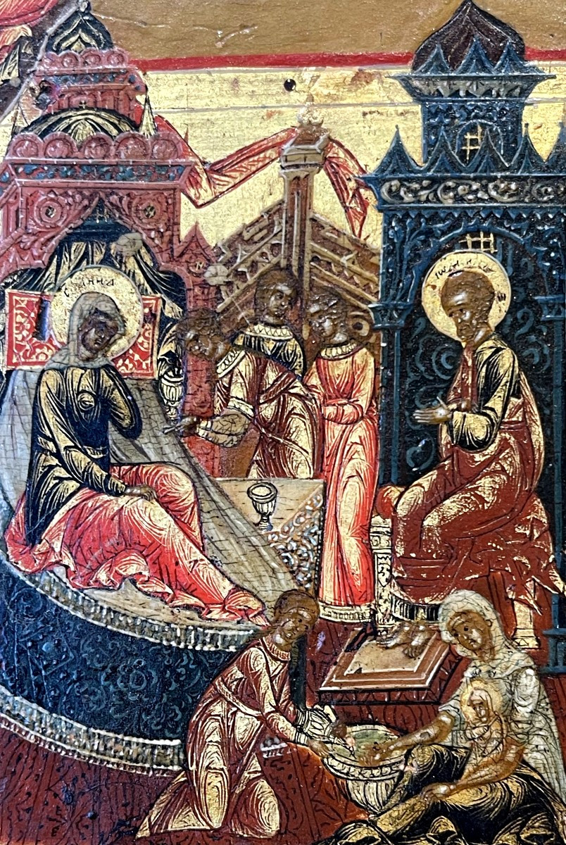 Importante Icône des Grandes Fêtes Orthodoxes, Russie 18e, Ecole de Palekh-photo-4