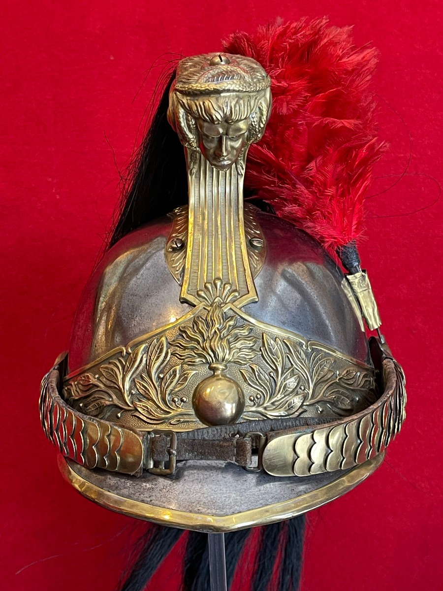 Casque Troupe du 13e Régiment de Dragons, Modèle 1874, Daté 1880, France Cavalerie WW1-photo-2