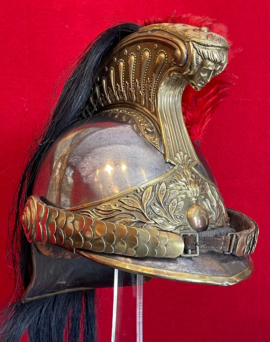 Casque Troupe du 13e Régiment de Dragons, Modèle 1874, Daté 1880, France Cavalerie WW1-photo-3