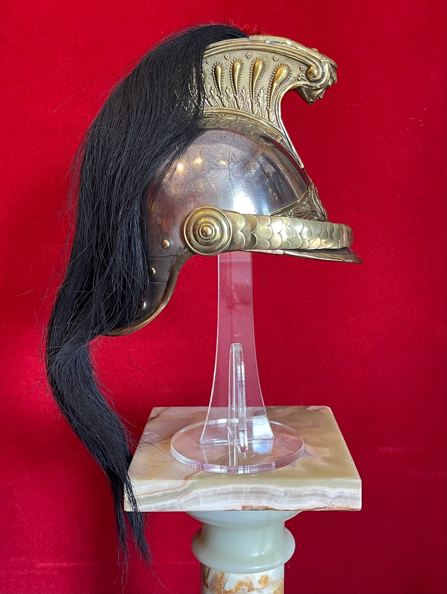 Casque Troupe du 13e Régiment de Dragons, Modèle 1874, Daté 1880, France Cavalerie WW1-photo-4
