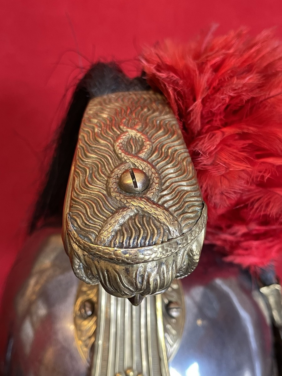 Casque Troupe du 13e Régiment de Dragons, Modèle 1874, Daté 1880, France Cavalerie WW1-photo-4