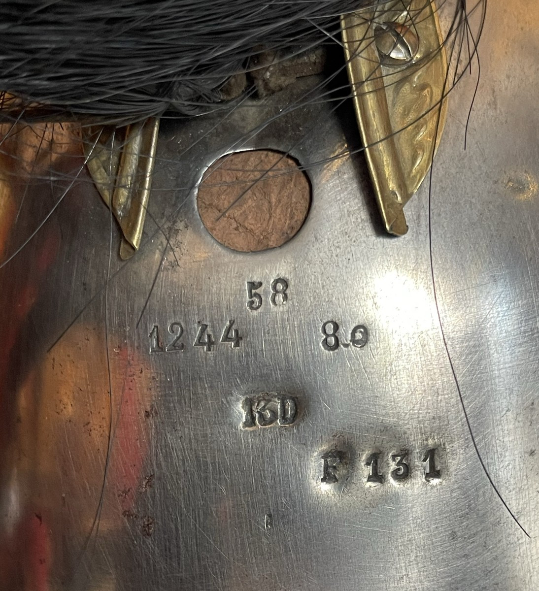 Casque Troupe du 13e Régiment de Dragons, Modèle 1874, Daté 1880, France Cavalerie WW1-photo-5