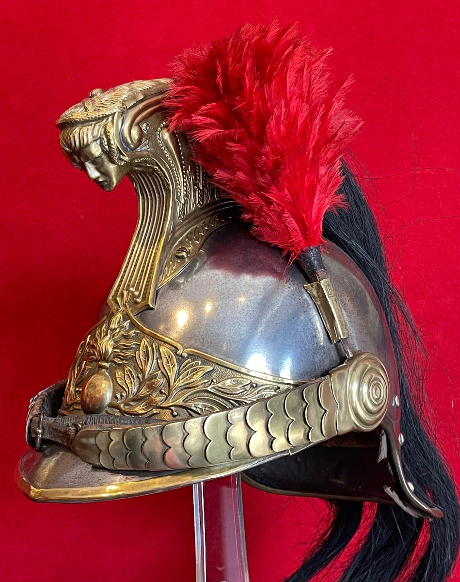 Casque Troupe du 13e Régiment de Dragons, Modèle 1874, Daté 1880, France Cavalerie WW1