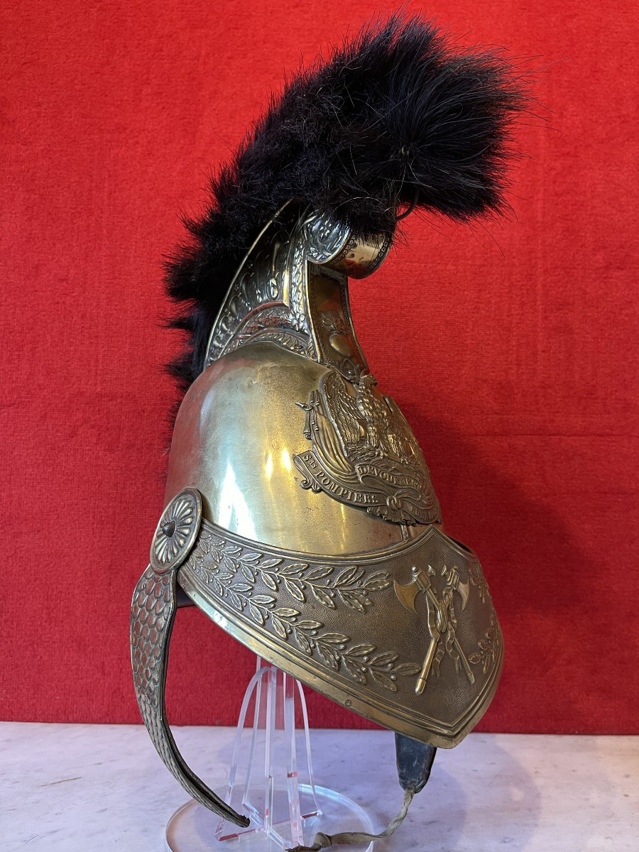 Casque Officier Sapeur Pompier Modèle 1821/52, France Epoque Louis-Philippe Napoléon III-photo-2