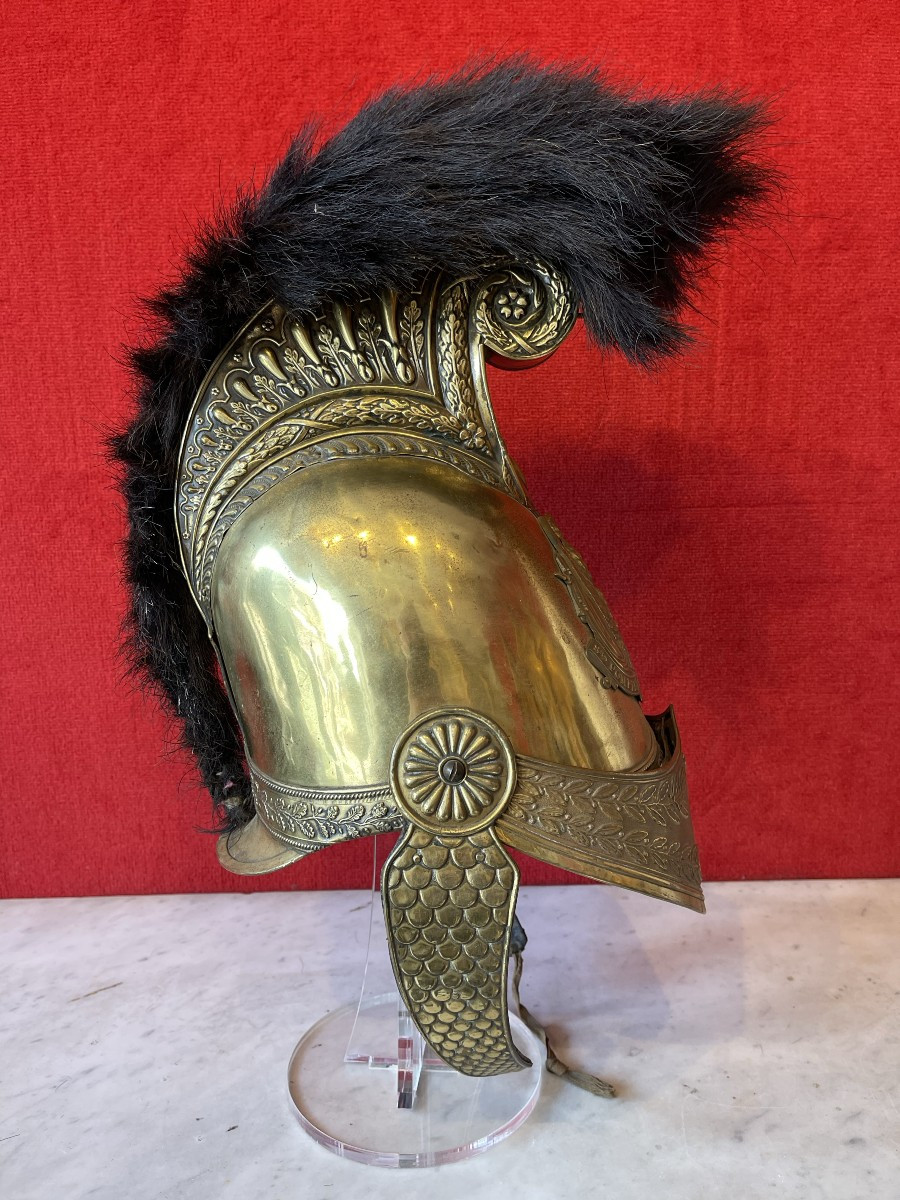 Casque Officier Sapeur Pompier Modèle 1821/52, France Epoque Louis-Philippe Napoléon III-photo-3