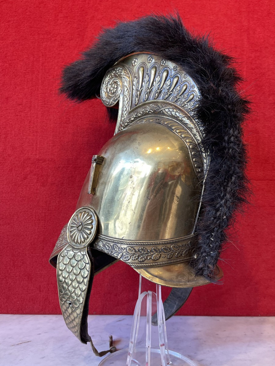 Casque Officier Sapeur Pompier Modèle 1821/52, France Epoque Louis-Philippe Napoléon III-photo-3