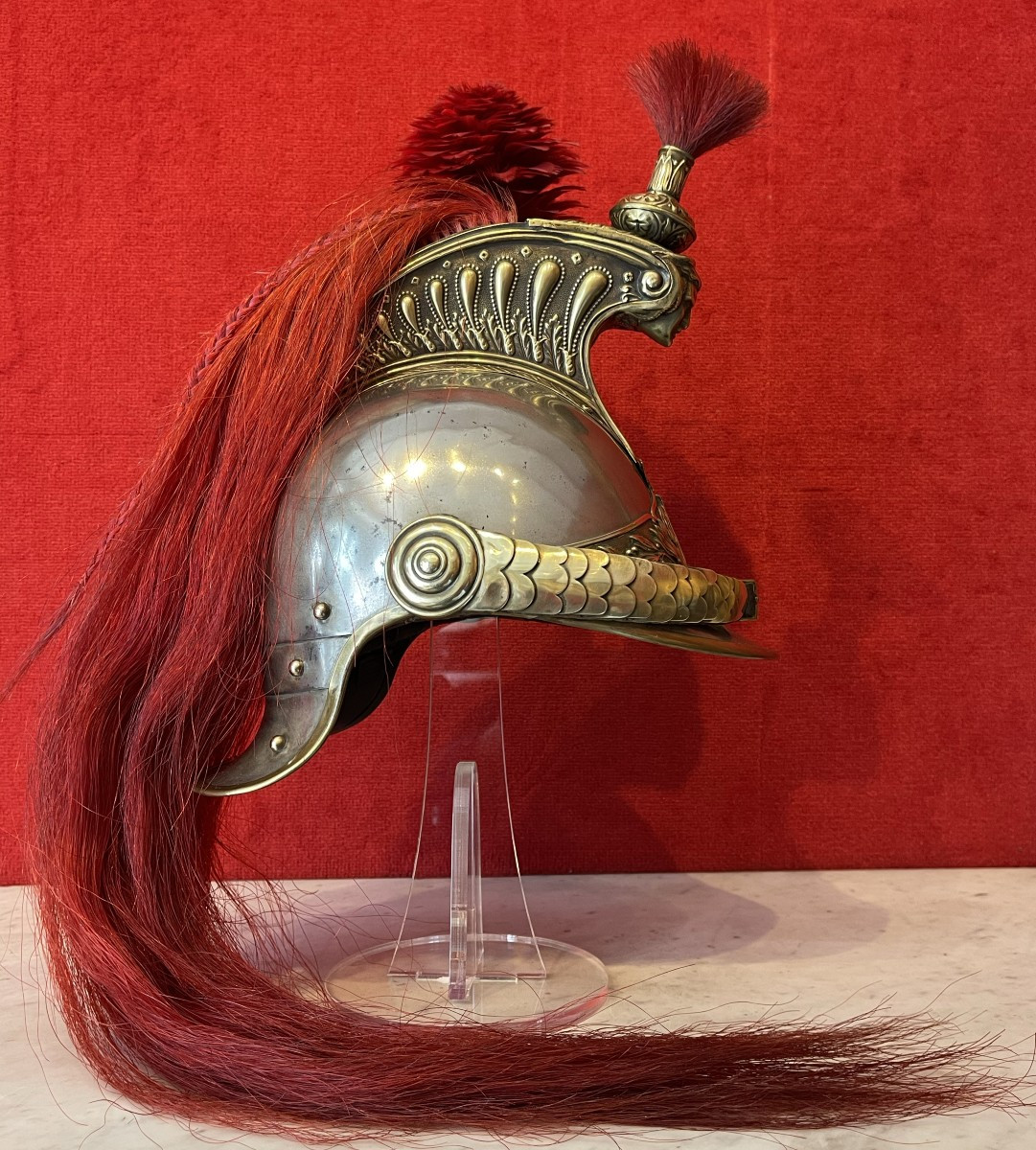 Trumpet Helmet Of The Paris Horse Republican Guard, Model 1876, France Cavalery-photo-3