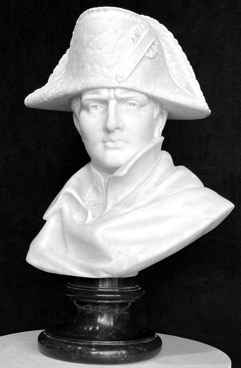 Important Marble Sculpture Of Emperor Napoleon Bonaparte, 19th Century / Empire Bust-photo-2