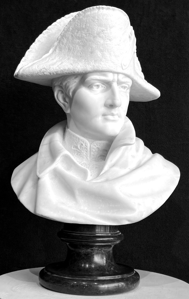 Important Marble Sculpture Of Emperor Napoleon Bonaparte, 19th Century / Empire Bust-photo-3