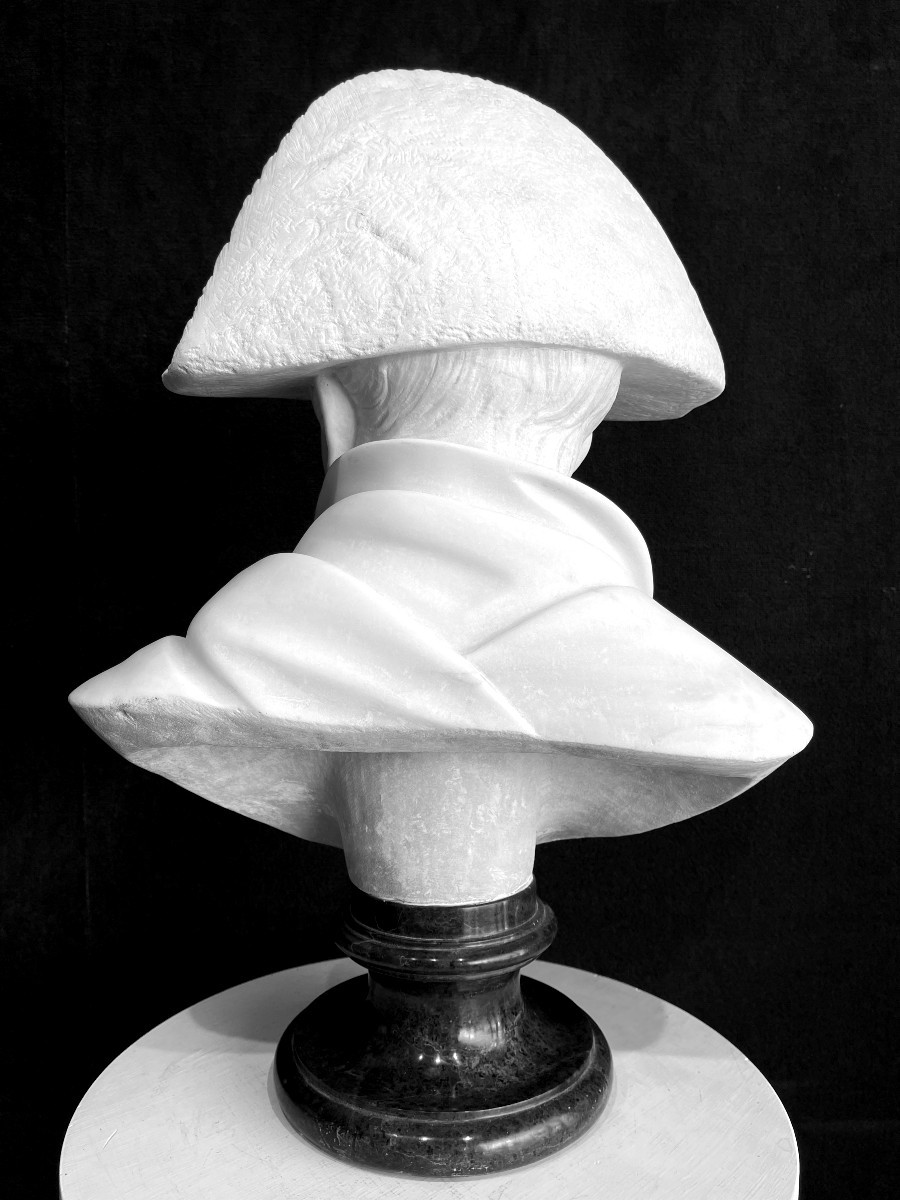 Grande Sculpture en Marbre de l'Empereur Napoléon Bonaparte, 19e Siècle / Empire Buste-photo-6