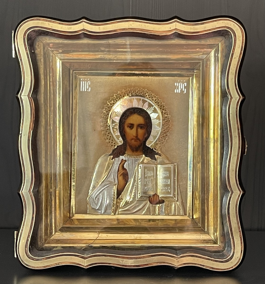 Paire D'Icônes de Mariage du Christ et de Marie, Vermeil, Russie Moscou, Fin 19e Siècle -photo-2