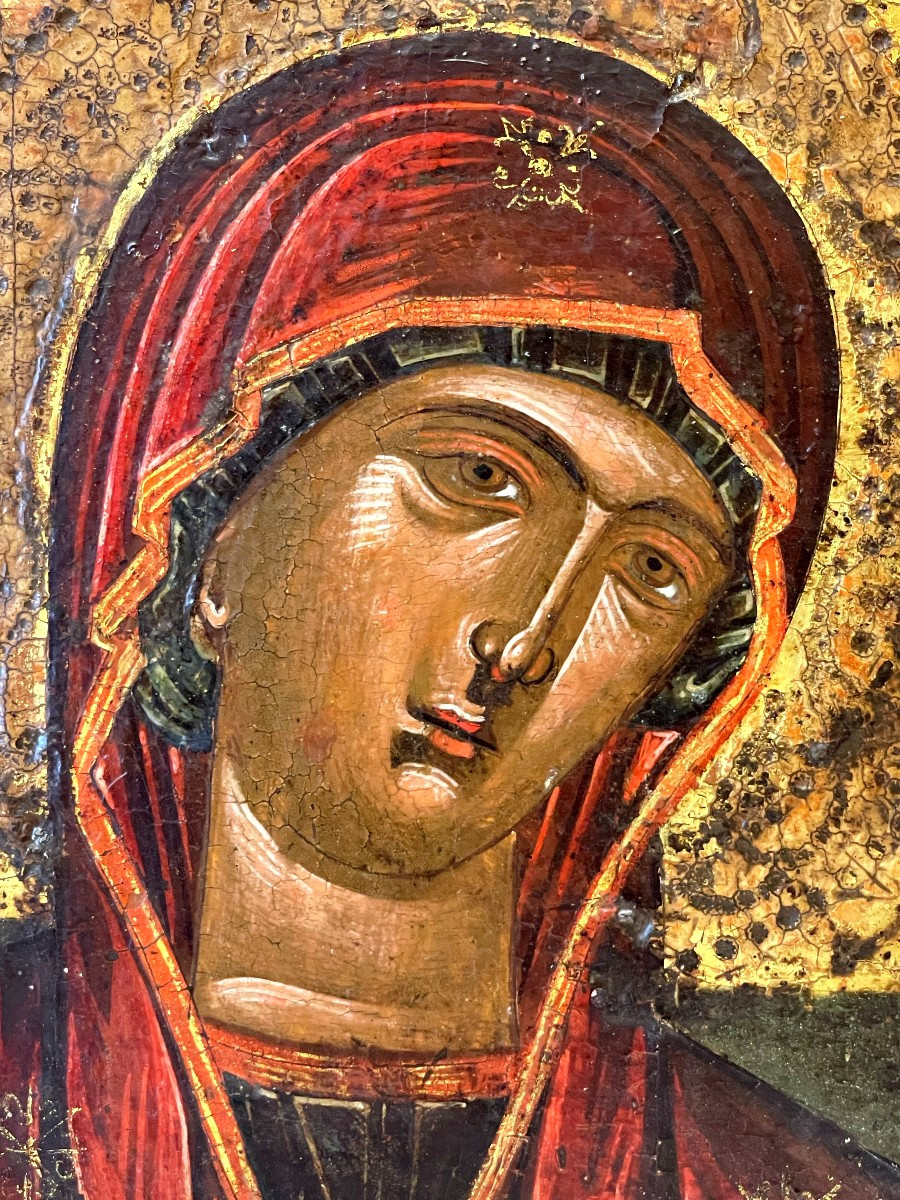 Icône de la Vierge,  Ecole Crétoise du 16e Siècle / Marie Mère de Dieu-photo-2