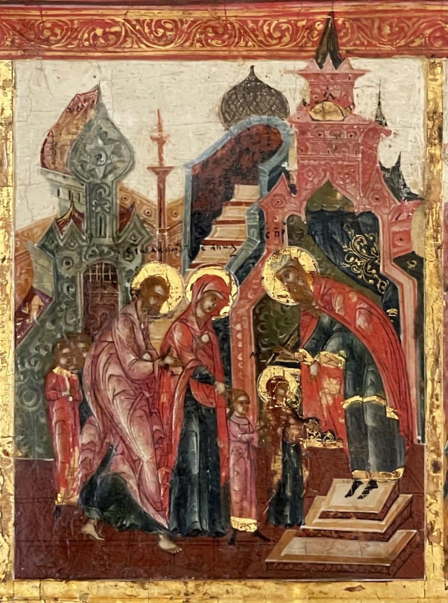 Importante Icône des Grandes Fêtes Orthodoxes, Ecole de Palekh, Russie vers 1800-photo-2