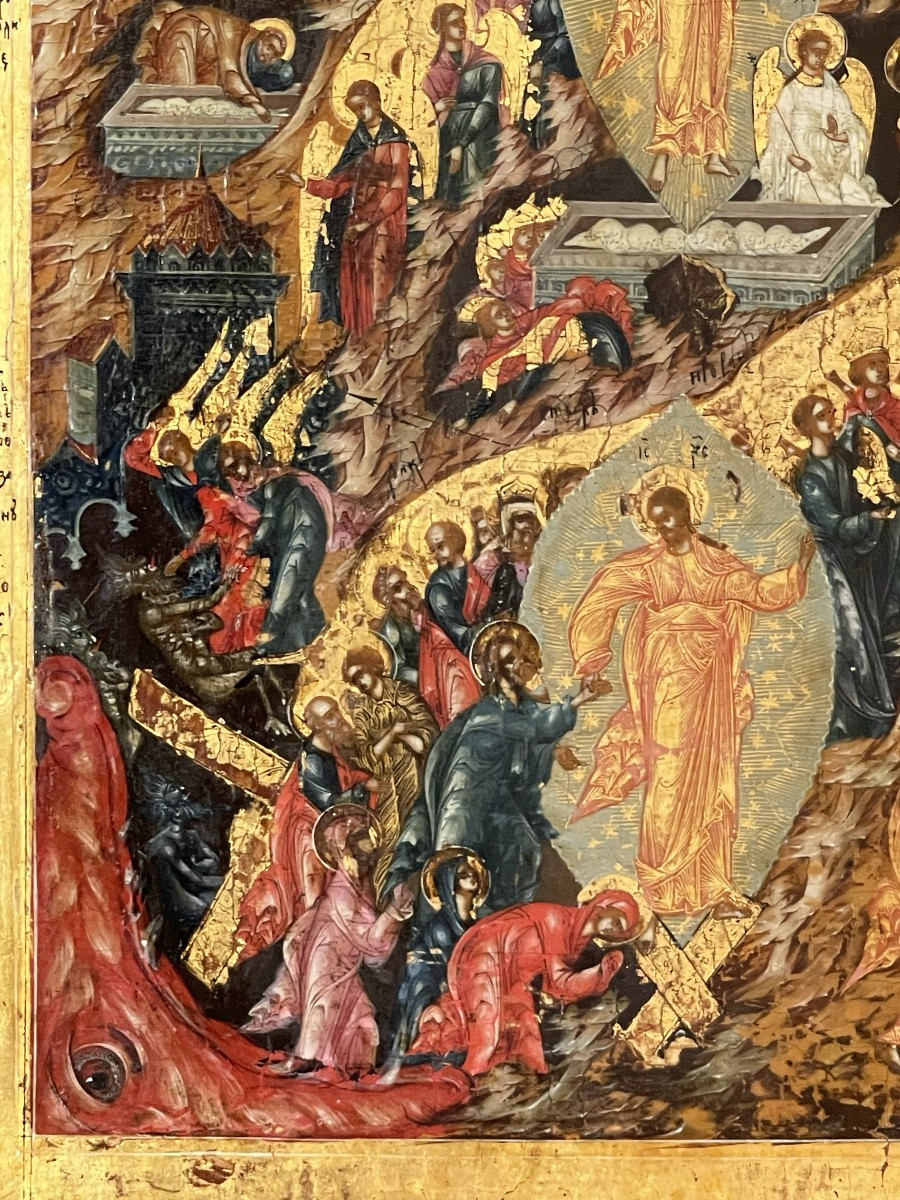 Importante Icône des Grandes Fêtes Orthodoxes, Ecole de Palekh, Russie vers 1800-photo-4