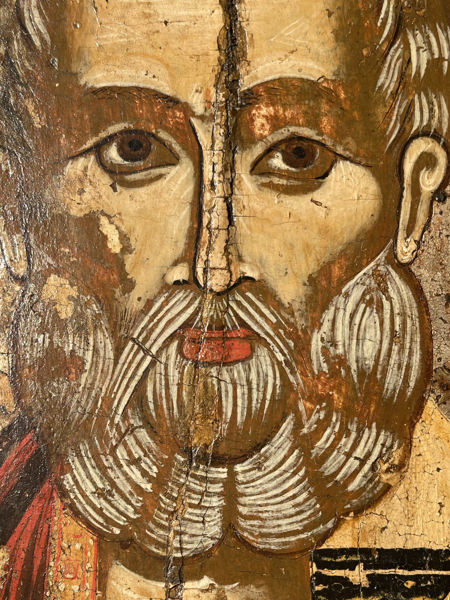 Monumental Icon Of Saint Nicholas, Greece, 16th-century Iconostasis-photo-4