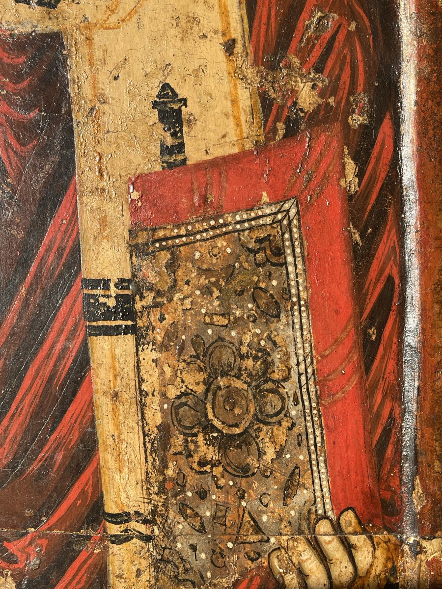 Monumental Icon Of Saint Nicholas, Greece, 16th-century Iconostasis-photo-6