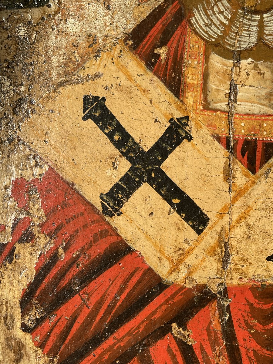 Monumental Icon Of Saint Nicholas, Greece, 16th-century Iconostasis-photo-7