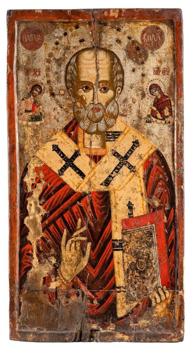 Monumental Icon Of Saint Nicholas, Greece, 16th-century Iconostasis