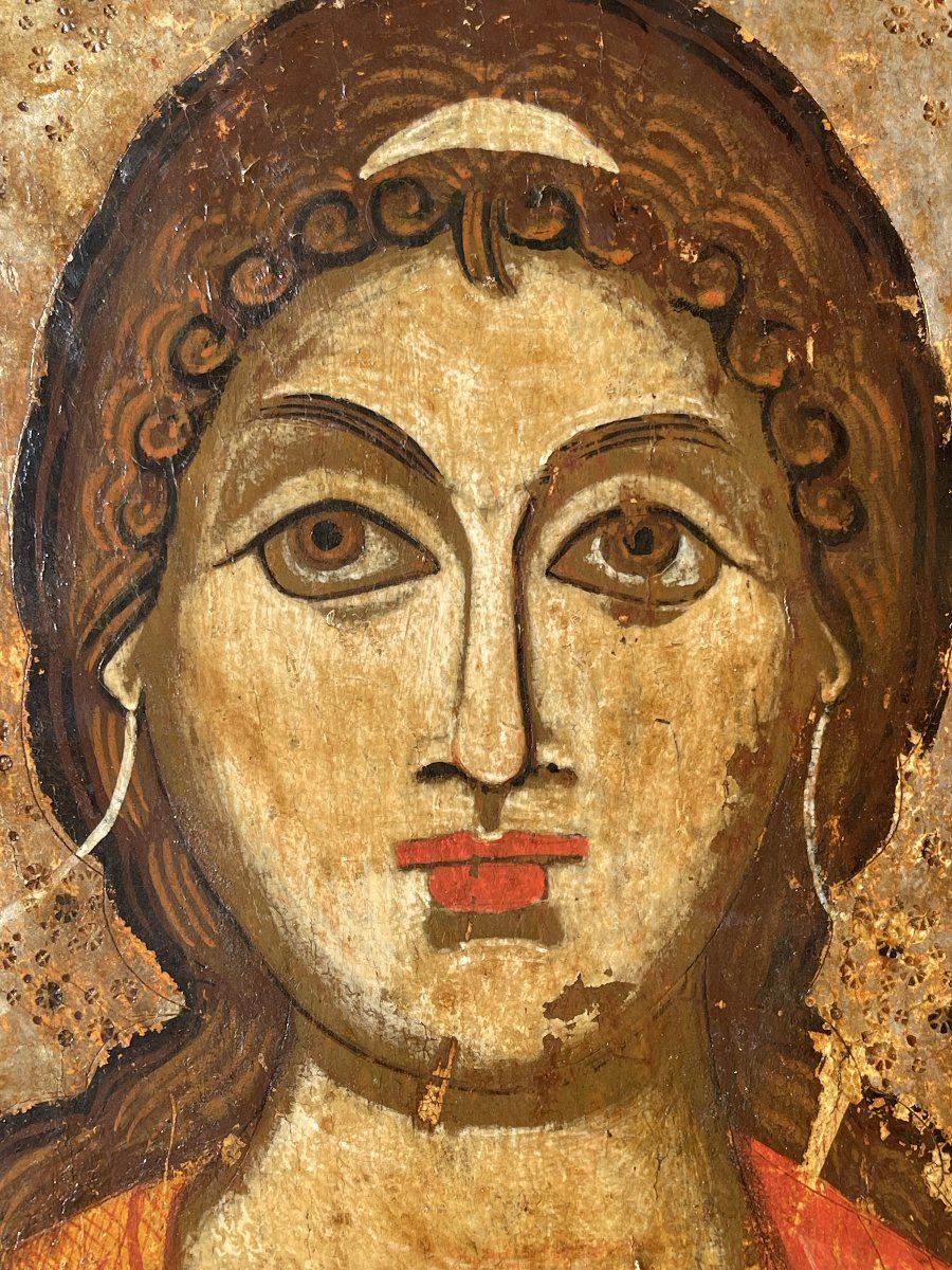 Icône Monumentale de l'Archange Saint Michel, Grèce 16e Siècle Provenant d'une Iconostase-photo-2
