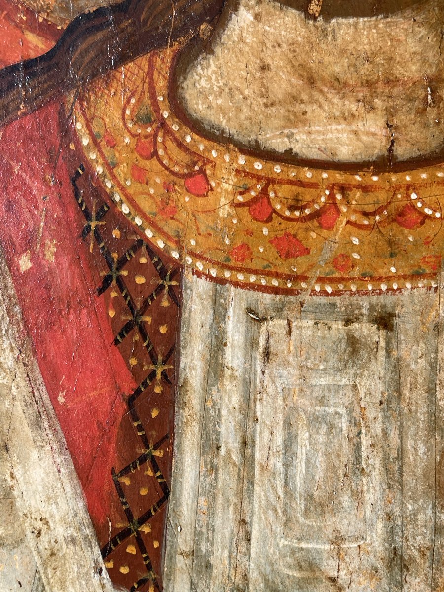 Icône Monumentale de l'Archange Saint Michel, Grèce 16e Siècle Provenant d'une Iconostase-photo-2