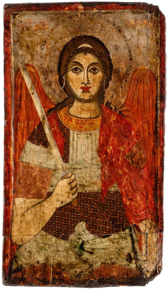 Icône Monumentale de l'Archange Saint Michel, Grèce 16e Siècle Iconostase