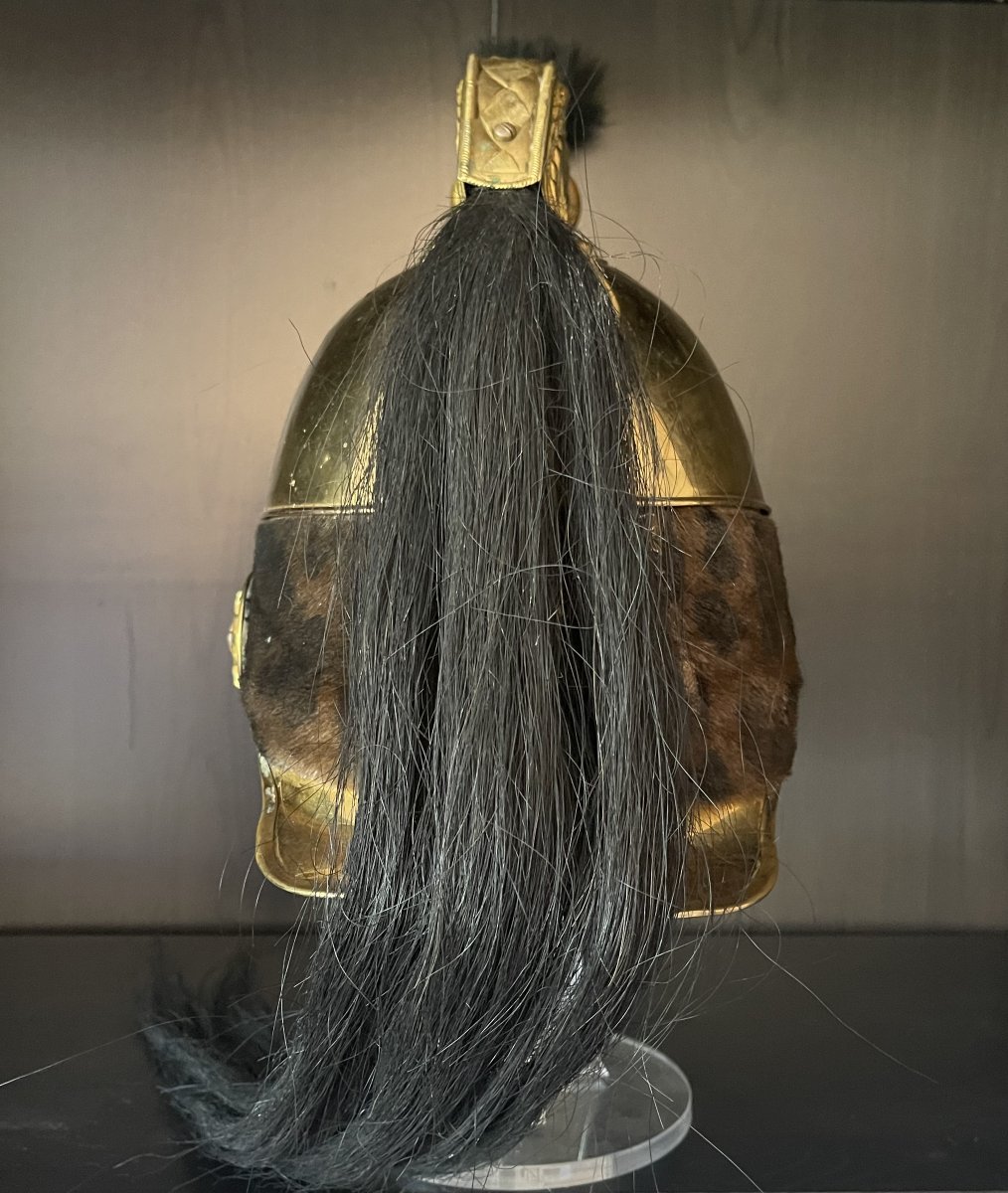 Casque Officier Dragon 1858 Entièrement Plaqué Or Second Empire Napoléon III Cavalerie-photo-2