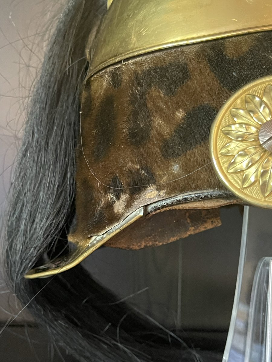 Casque Officier Dragon 1858 Entièrement Plaqué Or Second Empire Napoléon III Cavalerie-photo-1