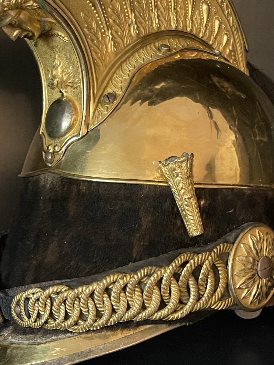 Casque Officier Dragon 1858 Entièrement Plaqué Or Second Empire Napoléon III Cavalerie-photo-5