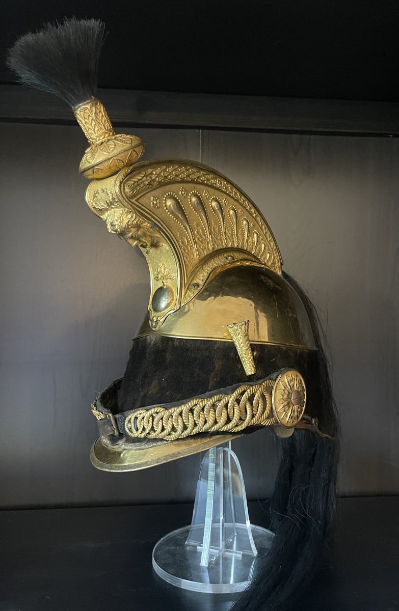 Casque Officier Dragon 1858 Entièrement Plaqué Or Second Empire Napoléon III Cavalerie