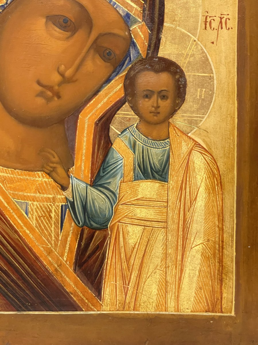 Icône de La Vierge De Kazan, Russie 19e Siècle / Marie Mère de Dieu Orthodoxe-photo-2