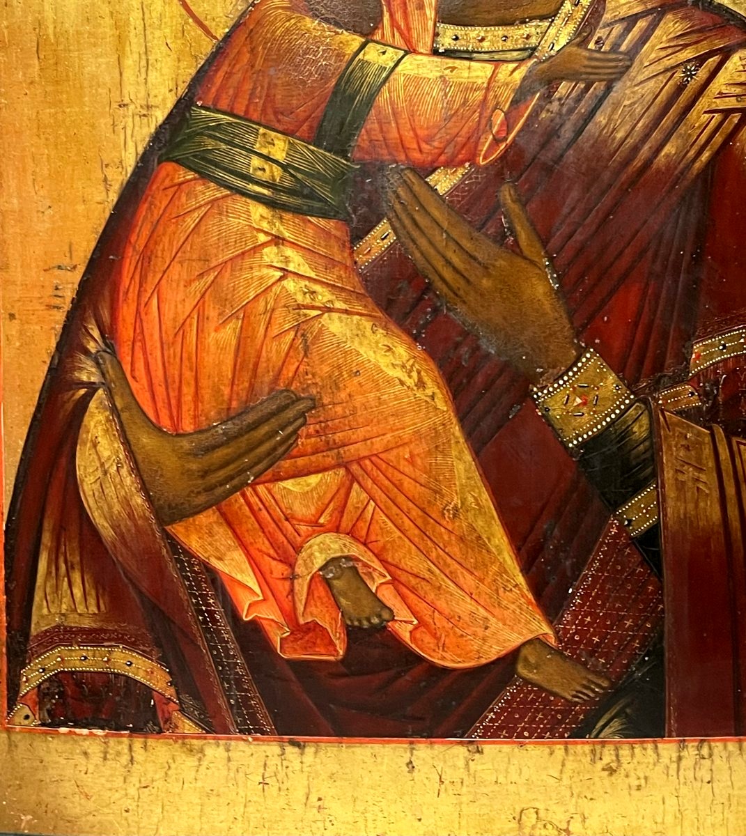 Grande Icône de la Vierge de Vladimir, Russie 18e Siècle, Ecole des Vieux Croyants-photo-4