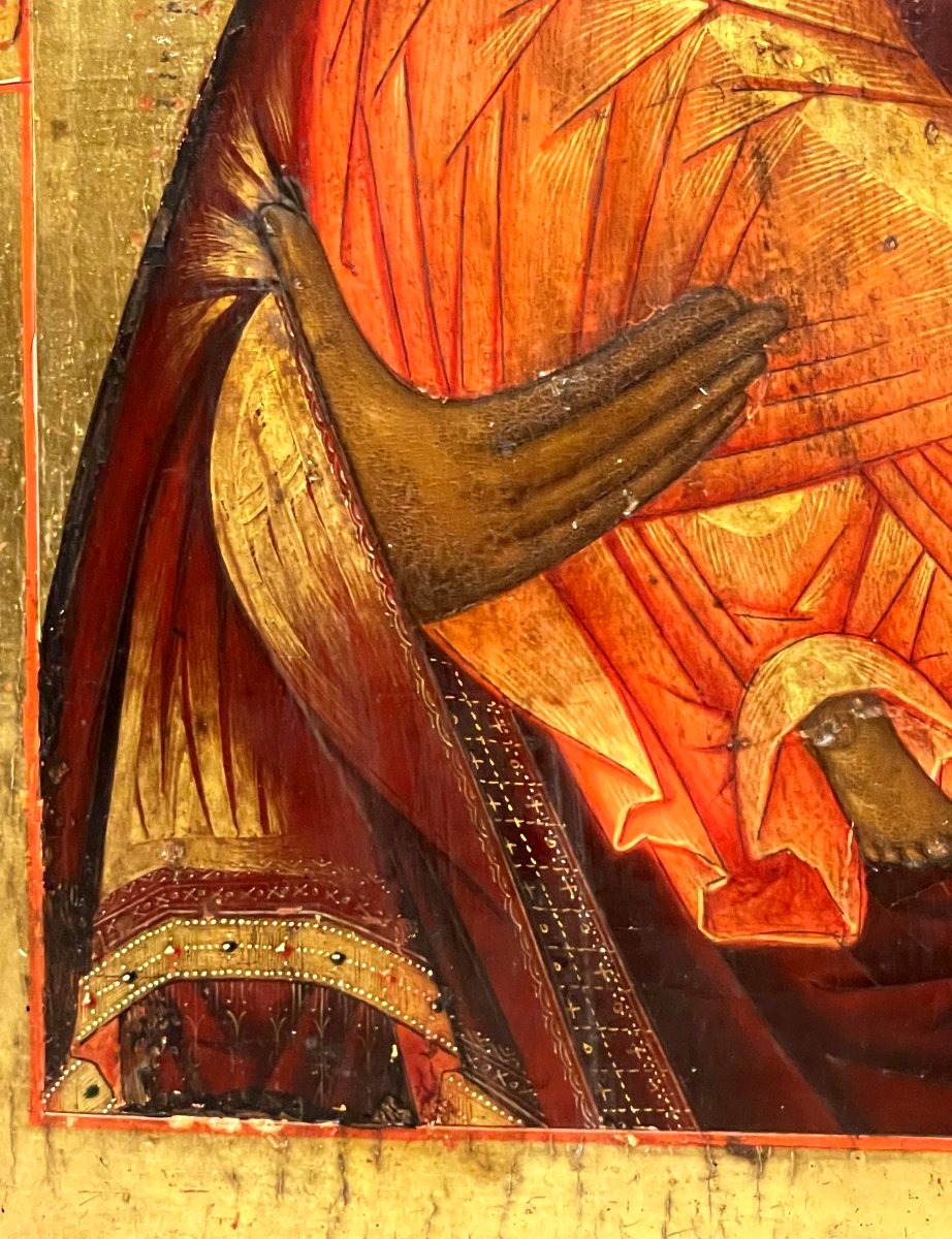 Grande Icône de la Vierge de Vladimir, Russie 18e Siècle, Ecole des Vieux Croyants-photo-3