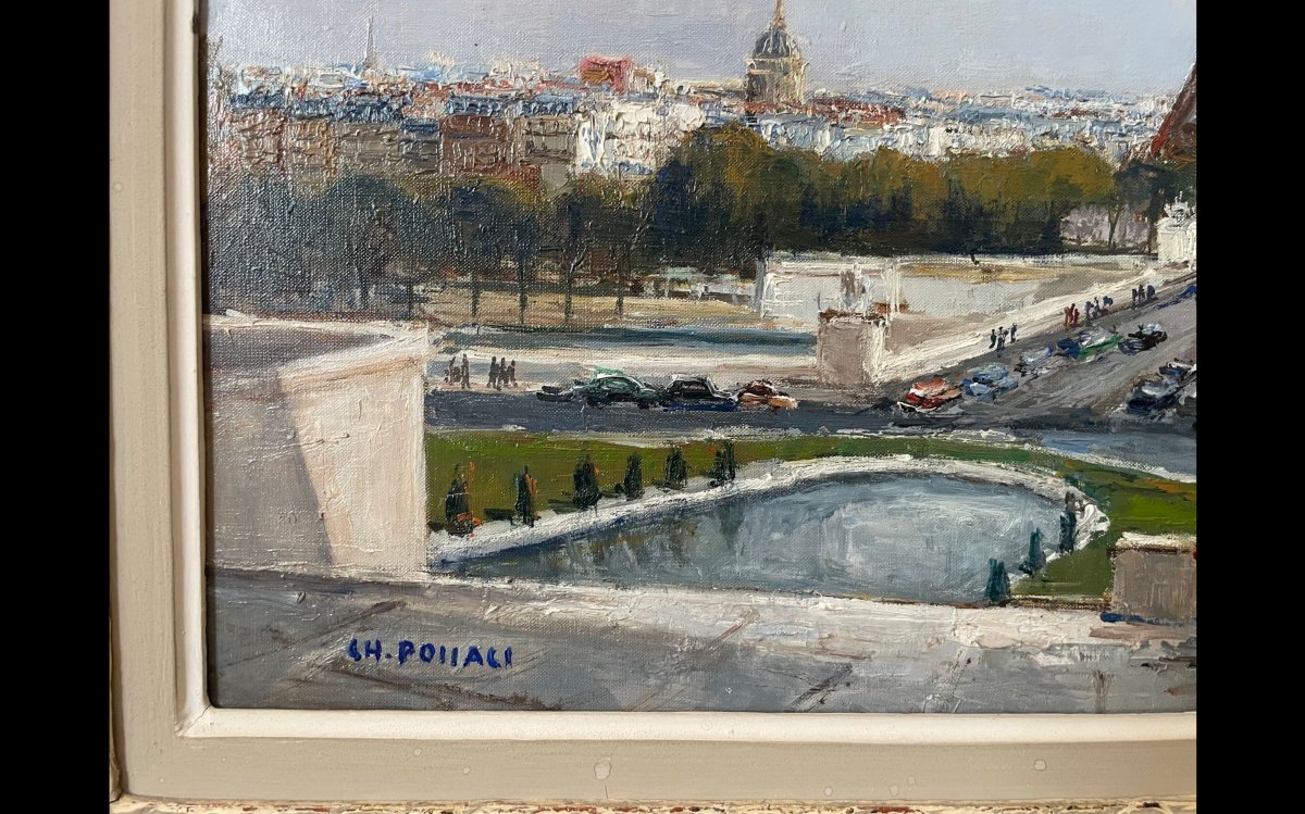 Charles Pollaci (1907-1988): La Tour Eiffel vue du Trocadéro à Paris-photo-2
