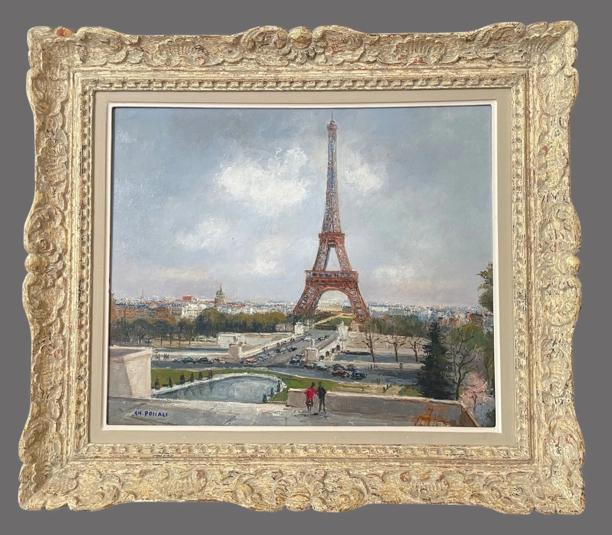 Charles Pollaci (1907-1988): La Tour Eiffel vue du Trocadéro à Paris