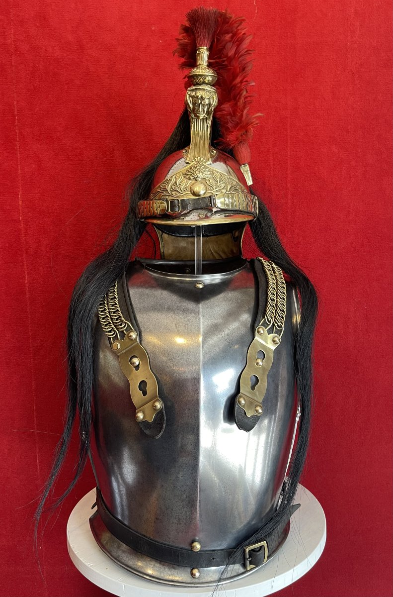 Ensemble Casque et Cuirasse de Cuirassier vers 1880/1900 , Cavalerie France 3e République WW1
