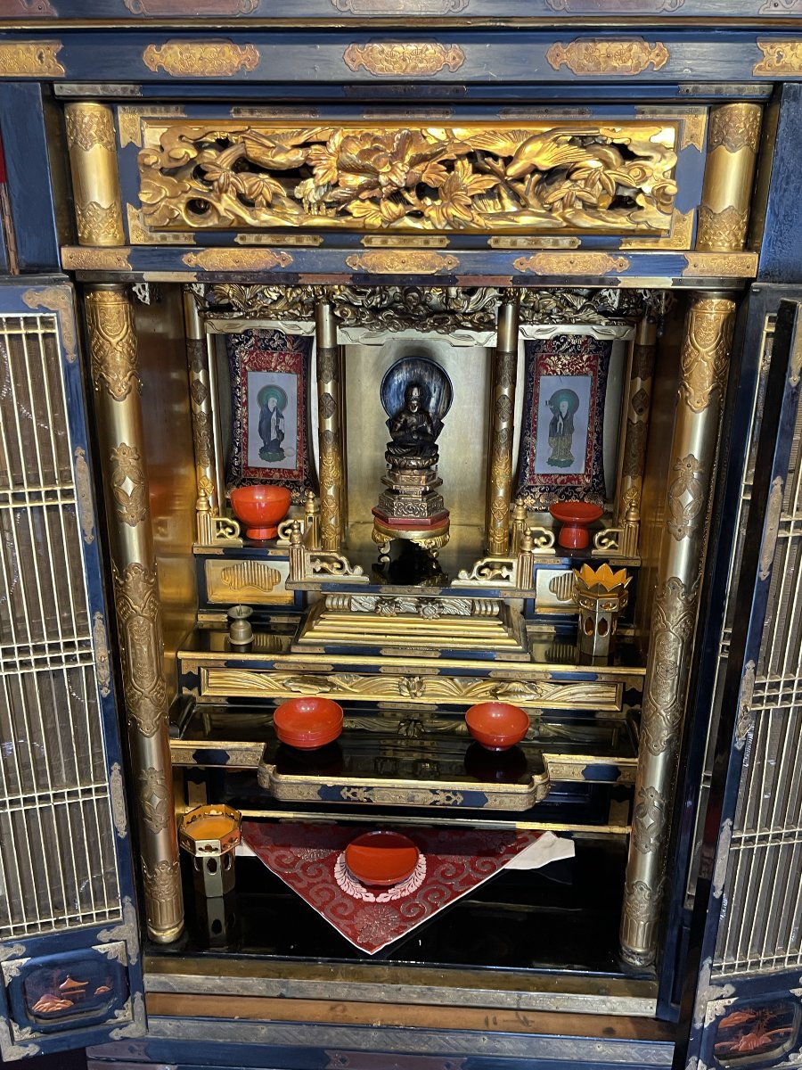 Monumental Autel Bouddhique, Japon Edo (1603-1868) / Bouddha / Butsudan / Zushi / Laque Chine -photo-2