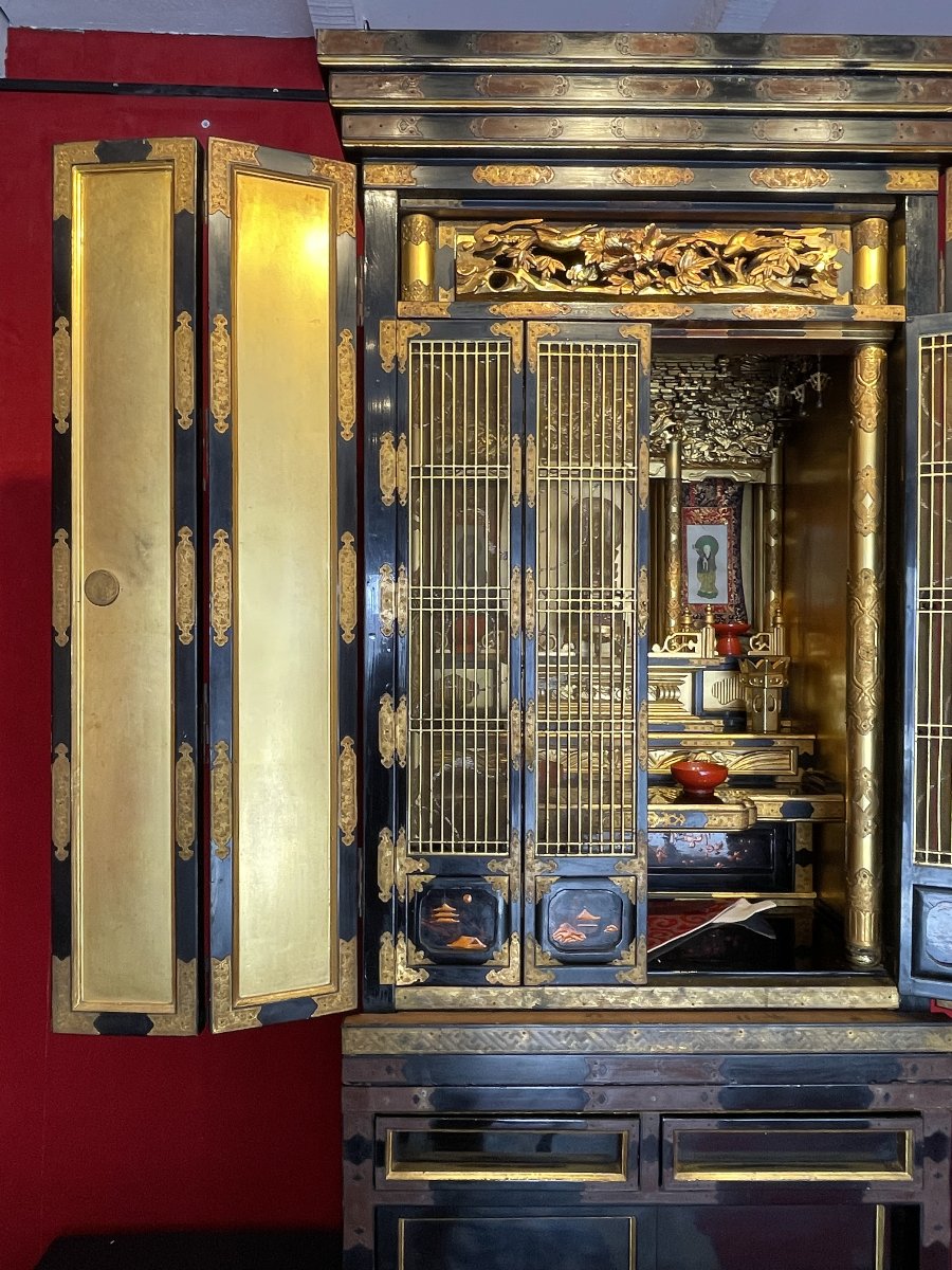Monumental Autel Bouddhique, Japon Edo (1603-1868) / Bouddha / Butsudan / Zushi / Laque Chine -photo-5