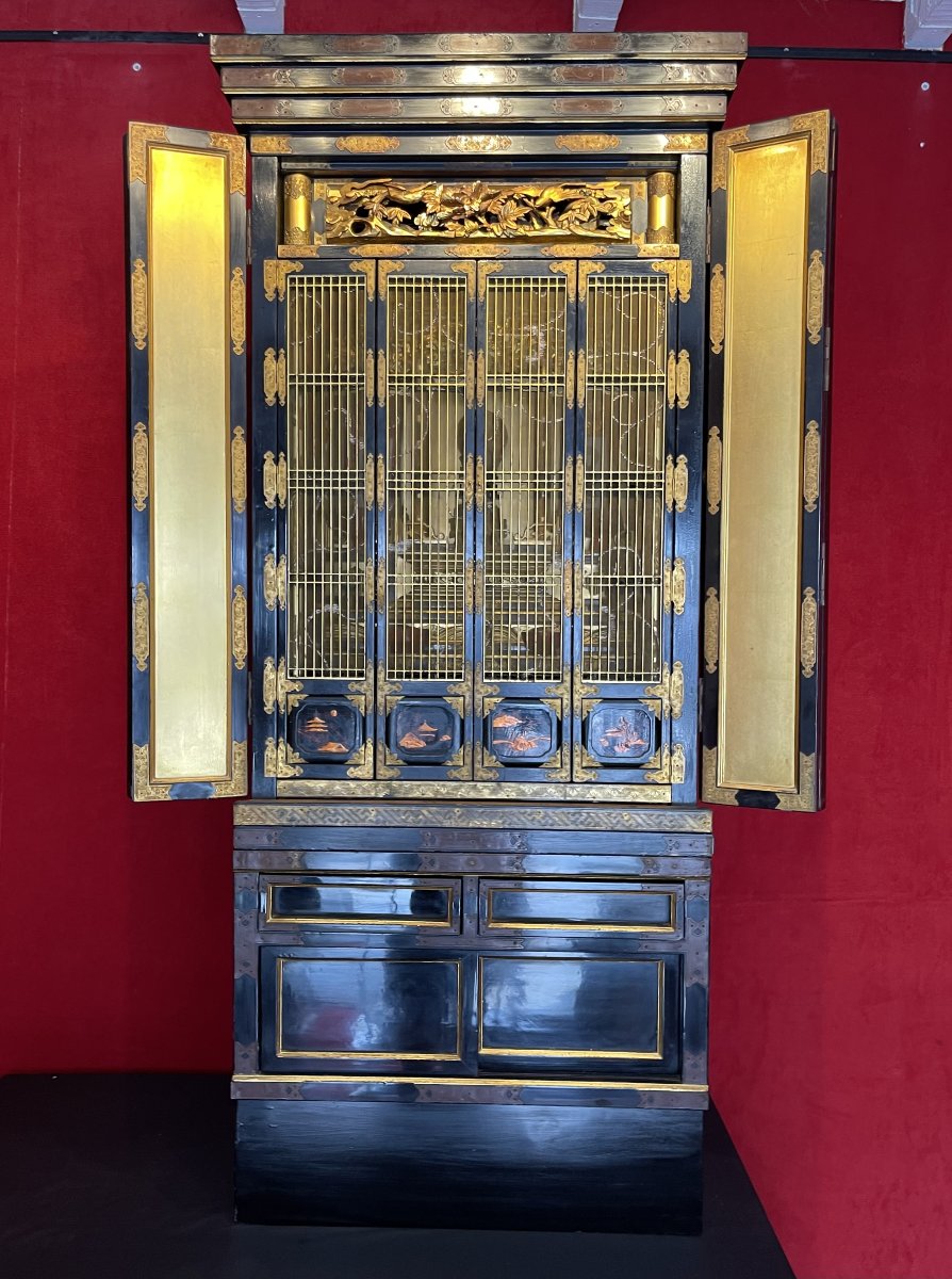 Monumental Autel Bouddhique, Japon Edo (1603-1868) / Bouddha / Butsudan / Zushi / Laque Chine -photo-7