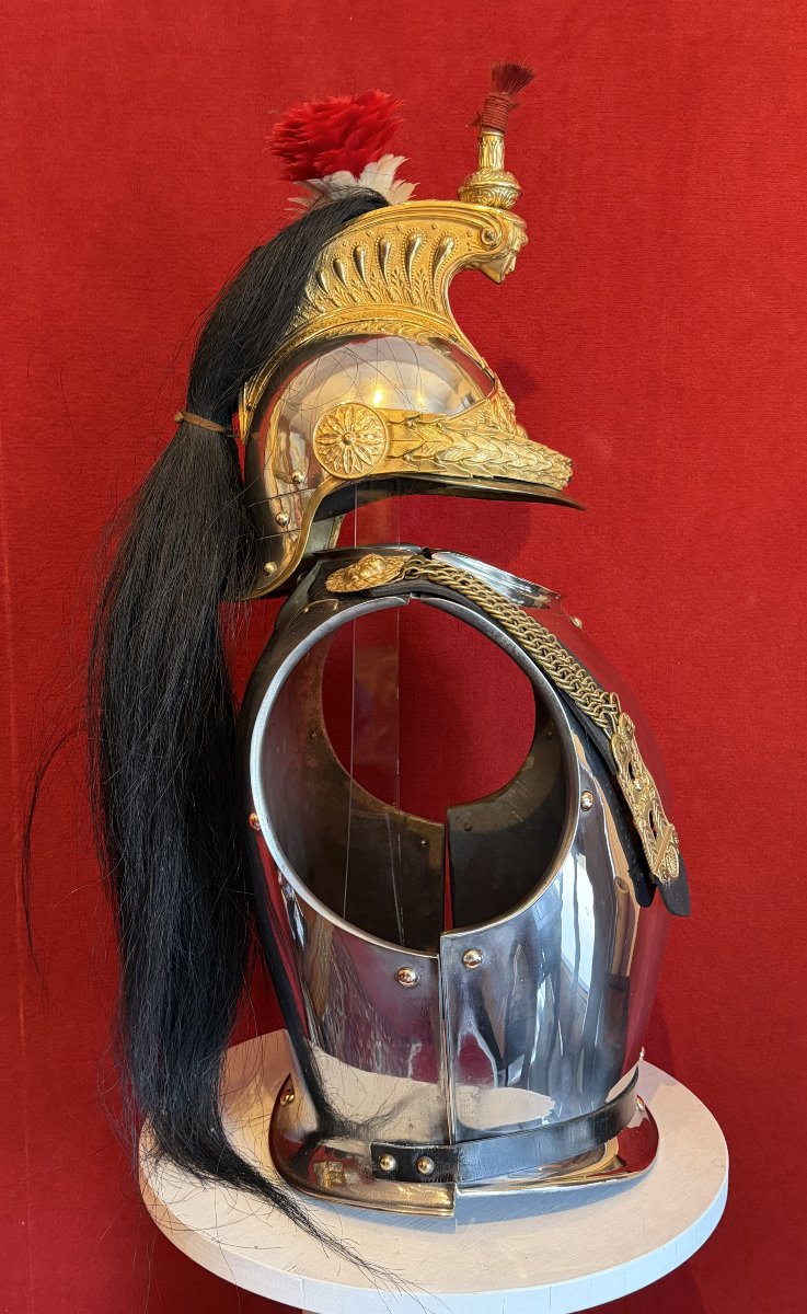 Ensemble Casque et Cuirasse Officier Cuirassier, Daté 1882, France Cavalerie WW1-photo-2