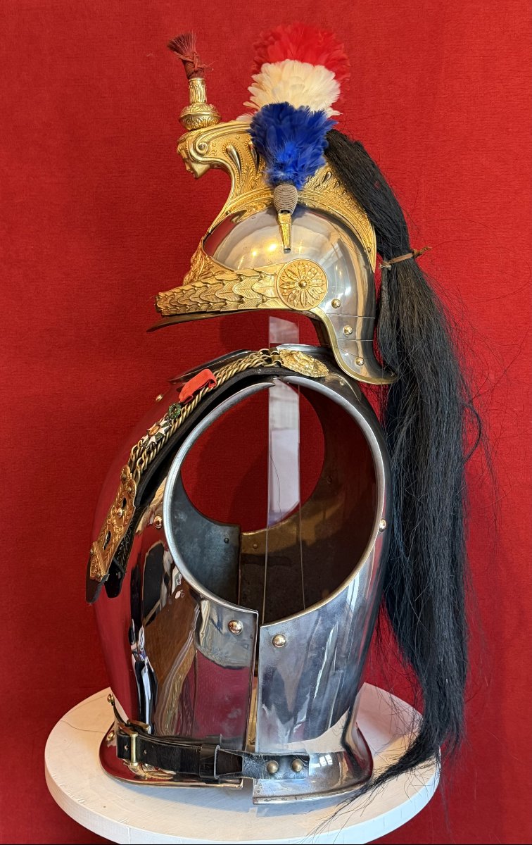 Ensemble Casque et Cuirasse Officier Cuirassier, Daté 1882, France Cavalerie WW1-photo-4