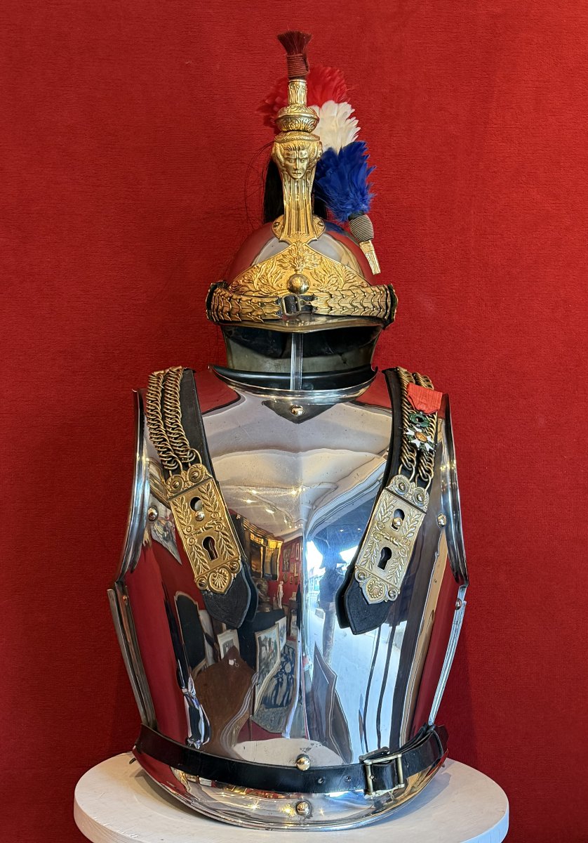 Ensemble Casque et Cuirasse Officier Cuirassier, Daté 1882, France Cavalerie WW1