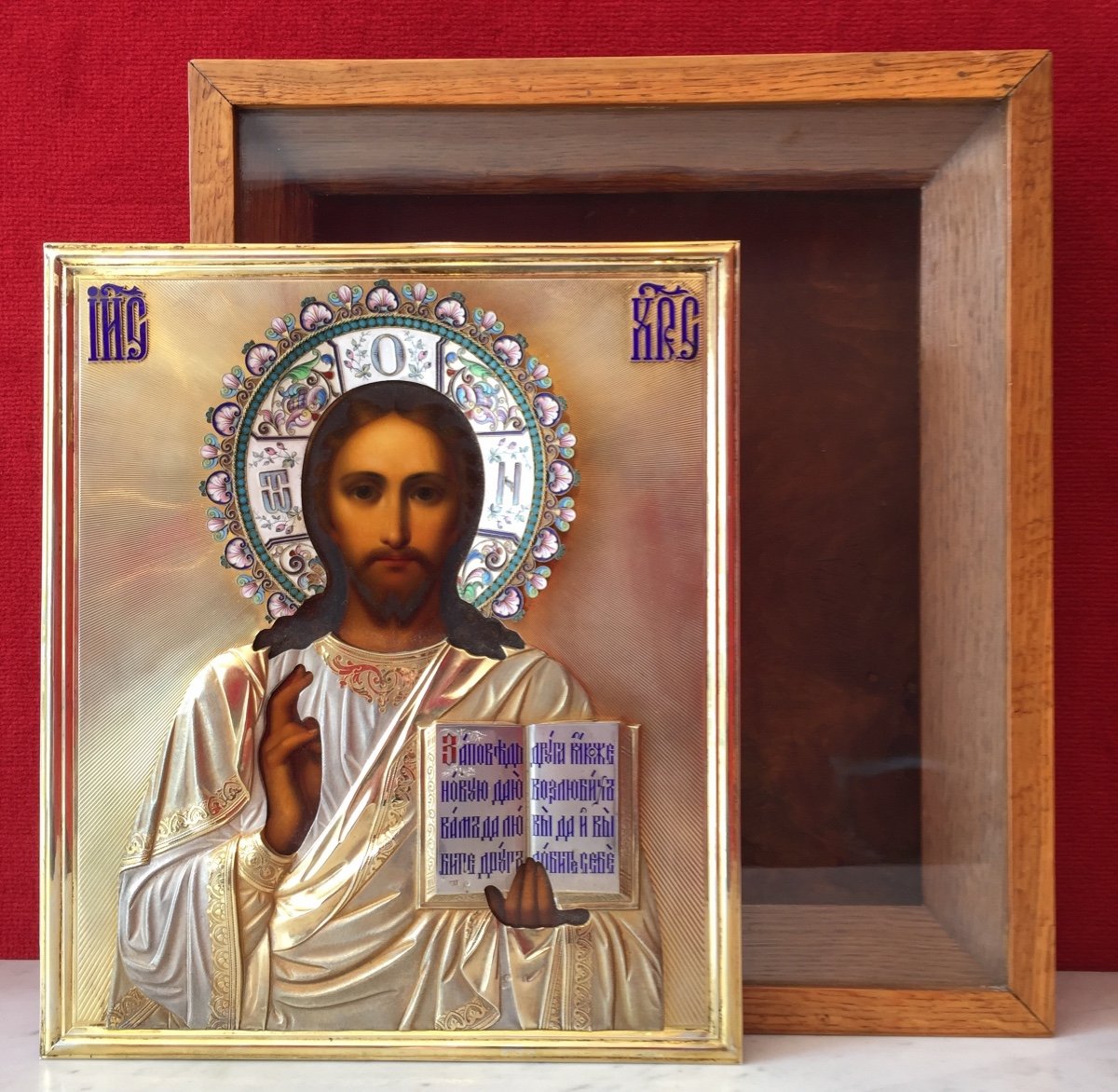 Russian Icon Of Christ Pantokrator Moscow 1911 Russia / Icone / Ikone-photo-3