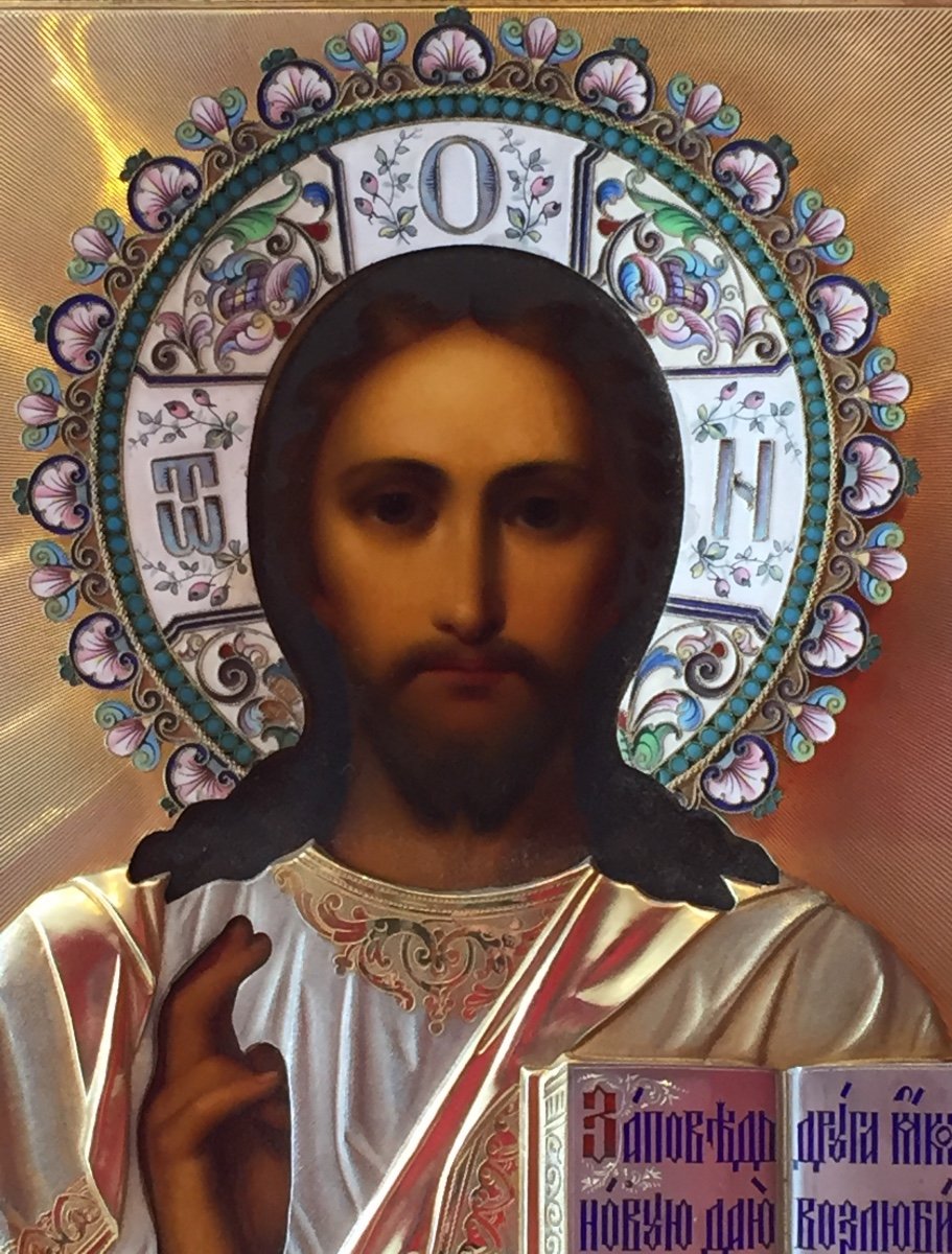 Russian Icon Of Christ Pantokrator Moscow 1911 Russia / Icone / Ikone-photo-4